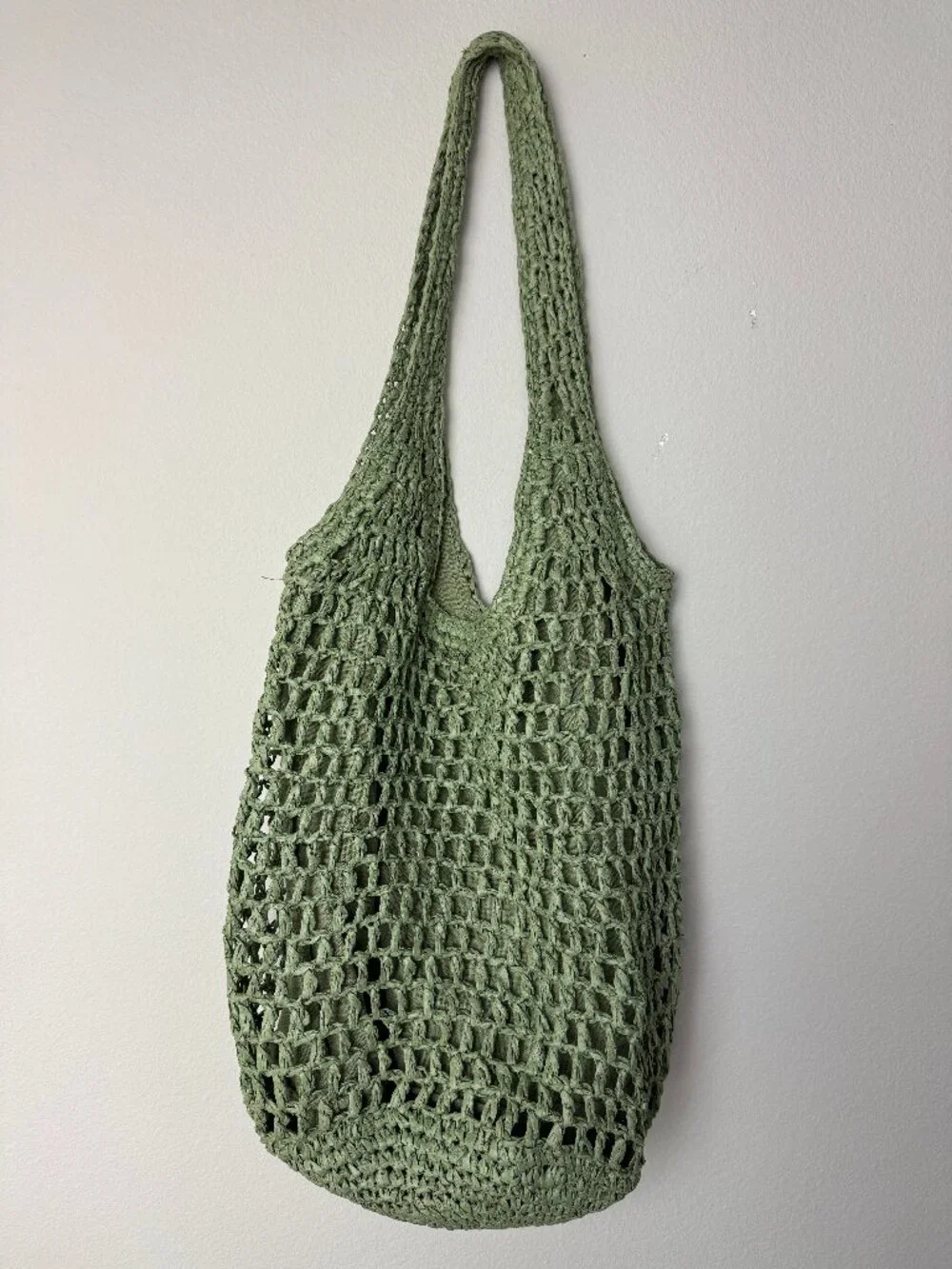 Haute Hippie  Raffia Woven Hobo Bag Mint Green Boho Woven